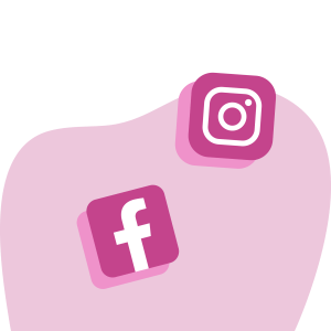 Instagram and Facebook logos in pink, set on abstract pink shapes with a white background—perfect visuals for a Digital Growth Agency.